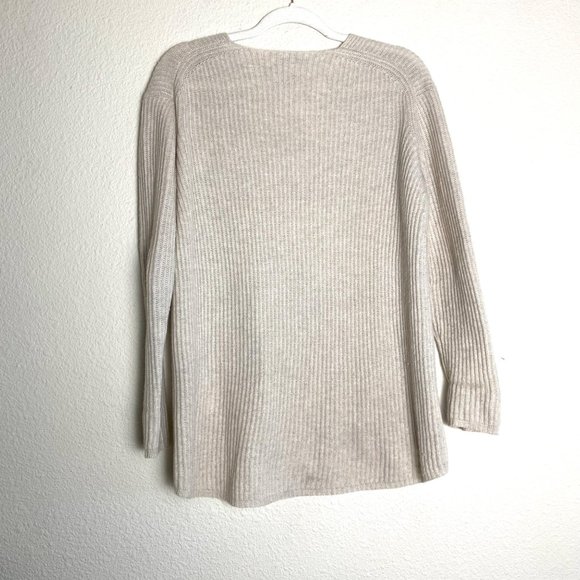 Madewell Woodside Merino Wool Long Sleeve V-Neck Ribbed Pullover Sweater - Picture 4 of 6